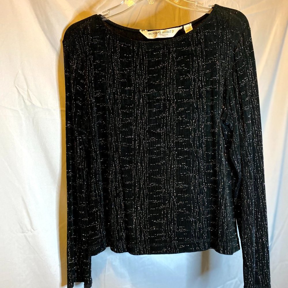 Silver Streaked Black Long Sleeve Top